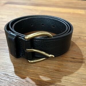Madewell Medium Perfect Leather Belt, Black with brass hardware, size Small (S)